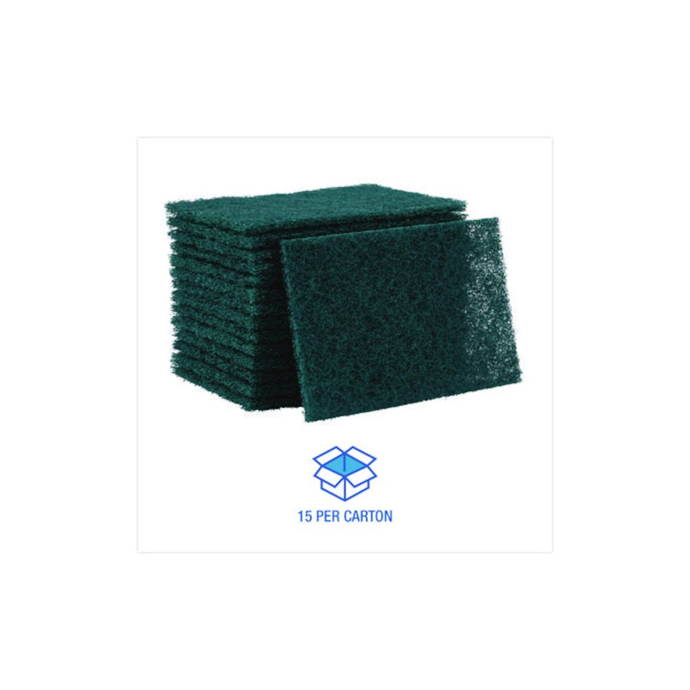Heavy-Duty Scouring Pad, 6 x 9, Green, 15/Carton. Picture 6