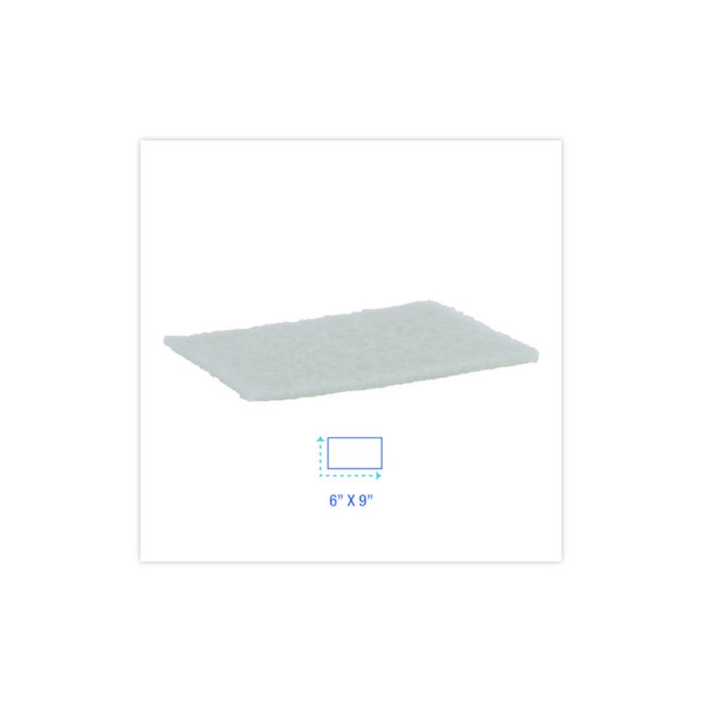 Light-Duty Scouring Pad, 6 x 9, White, 20/Carton. Picture 5