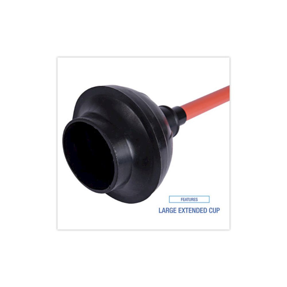 Toilet Plunger, 18" Plastic Handle, 5.63" dia, Red/Black, 6/Carton. Picture 4