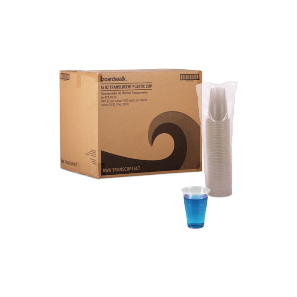 Translucent Plastic Cold Cups, 16 oz, 50/Sleeve, 20 Sleeves/Carton. Picture 1