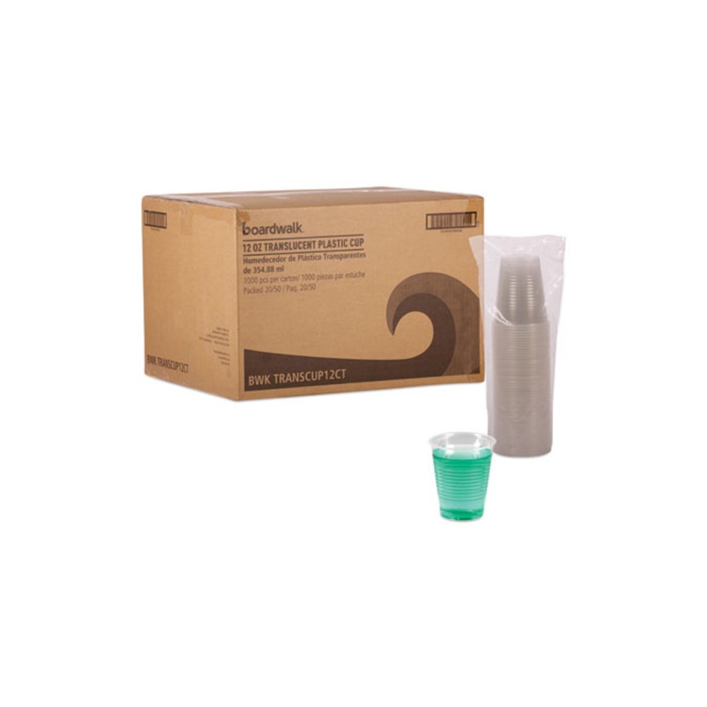 Translucent Plastic Cold Cups, 12 oz, 50/Sleeve, 20 Sleeves/Carton. Picture 1