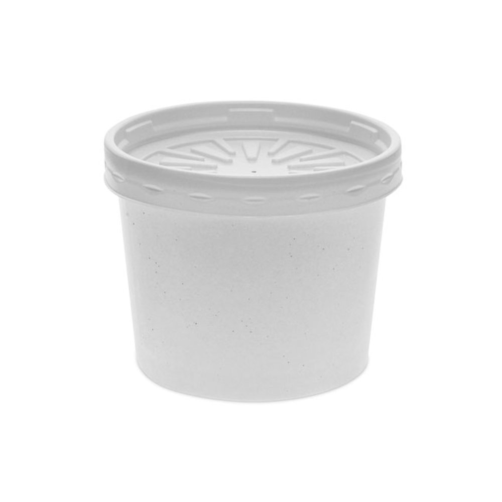 Paper Round Food Container and Lid Combo, 12 oz, 3.8" Diameter x 3" h, White, 250/Carton. Picture 1
