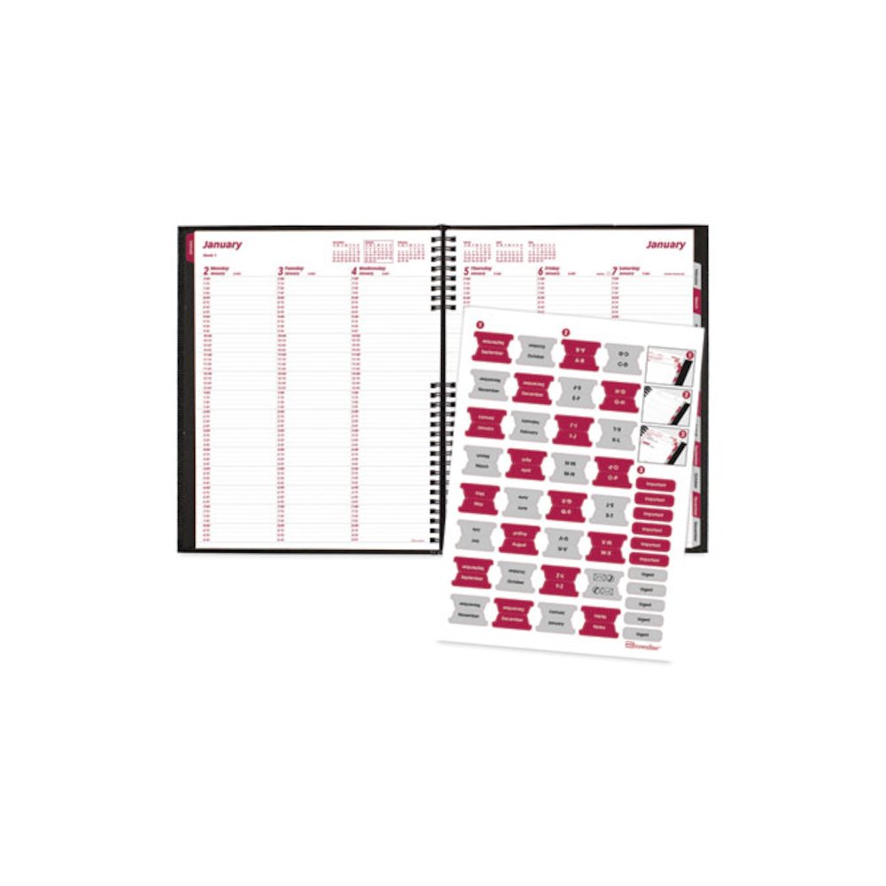 CoilPro Weekly Appointment Book in Columnar Format, 11 x 8.5, Black Lizard-Look Cover, 12-Month (Jan to Dec): 2026. Picture 3