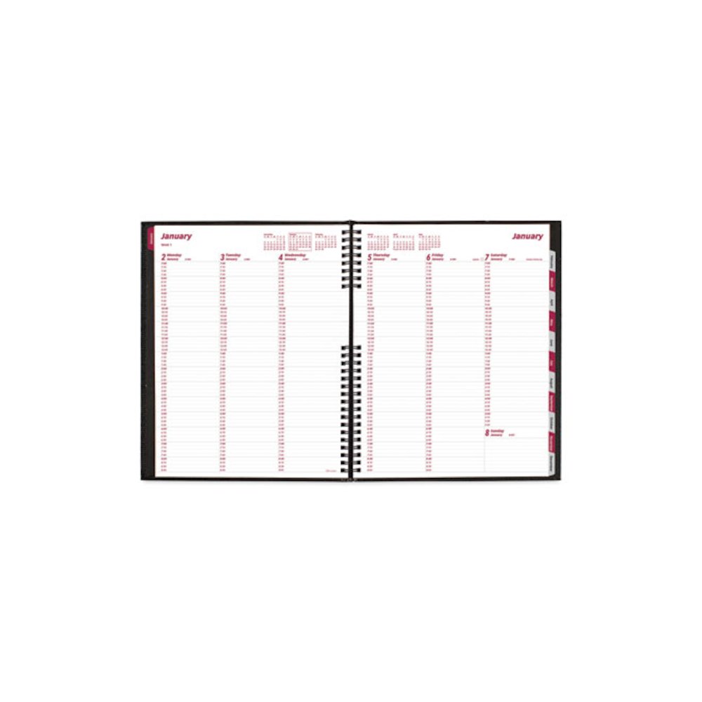 CoilPro Weekly Appointment Book in Columnar Format, 11 x 8.5, Black Lizard-Look Cover, 12-Month (Jan to Dec): 2026. Picture 4