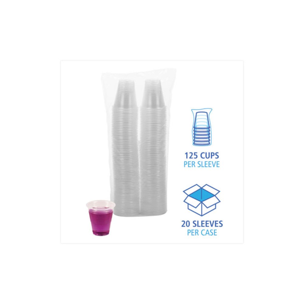 Translucent Plastic Cold Cups, 3 oz, 125/Sleeve, 20 Sleeves/Carton. Picture 4