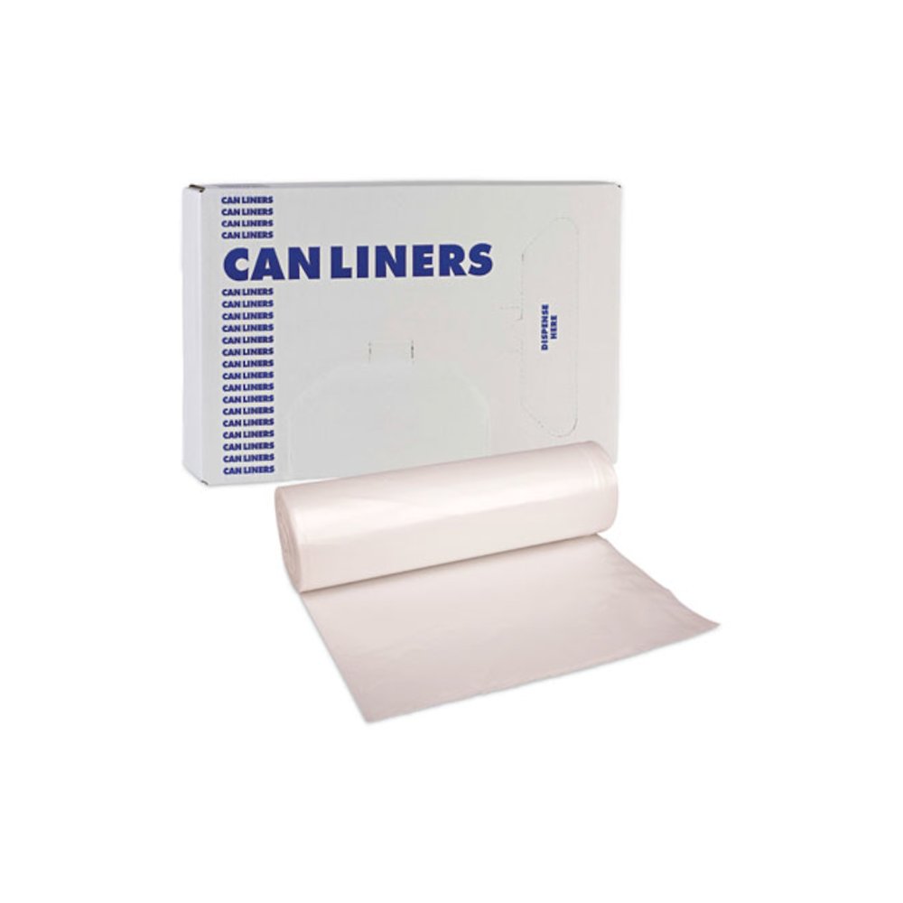 High-Density Can Liners, 33 gal, 14 mic, 33" x 38", Natural, Perforated Roll, 25 Bags/Roll, 10 Rolls/Carton. Picture 7