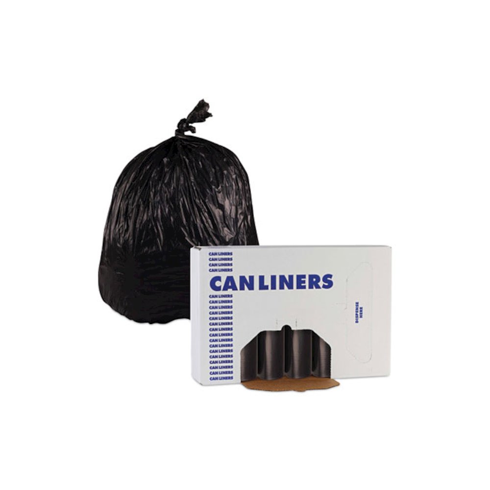 High-Density Can Liners, 60 gal, 14 mic, 38" x 58", Black, Perforated Roll, 25 Bags/Roll, 8 Rolls/Carton. Picture 6