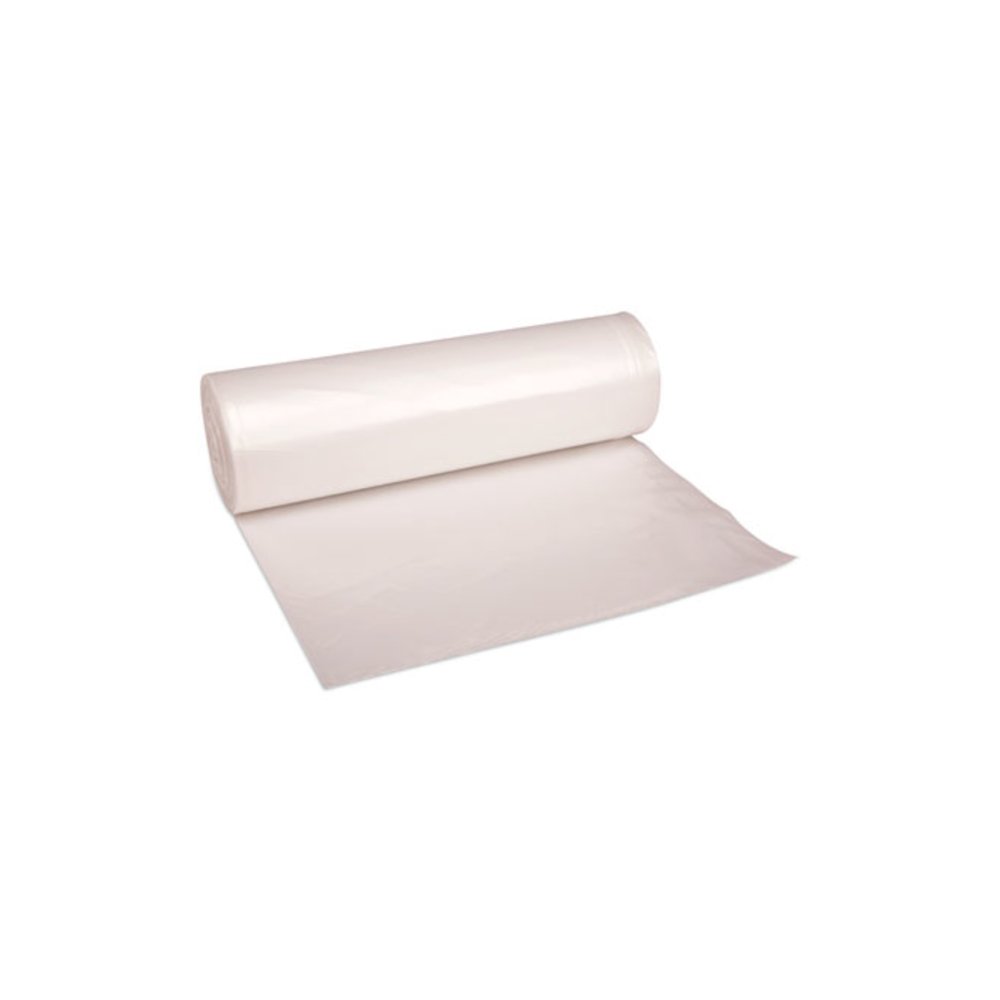 High-Density Can Liners, 60 gal, 19 mic, 38" x 58", Natural, Perforated Roll, 25 Bags/Roll, 6 Rolls/Carton. Picture 1