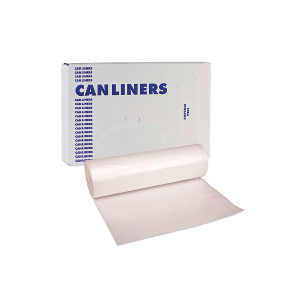High-Density Can Liners, 60 gal, 19 mic, 38" x 58", Natural, Perforated Roll, 25 Bags/Roll, 6 Rolls/Carton. Picture 7