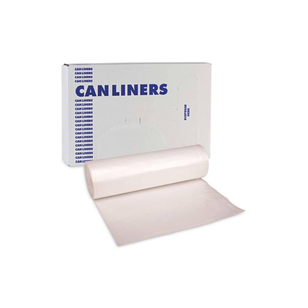 High-Density Can Liners, 45 gal, 10 mic, 40" x 46", Natural, Perforated Roll, 25 Bags/Roll, 10 Rolls/Carton. Picture 7