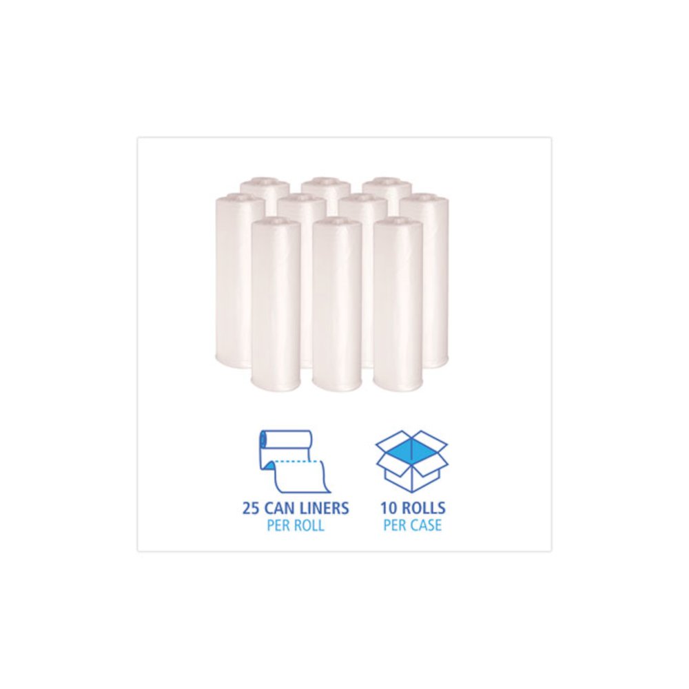 High-Density Can Liners, 45 gal, 11 mic, 40" x 46", Natural, Perforated Roll, 25 Bags/Roll, 10 Rolls/Carton. Picture 3