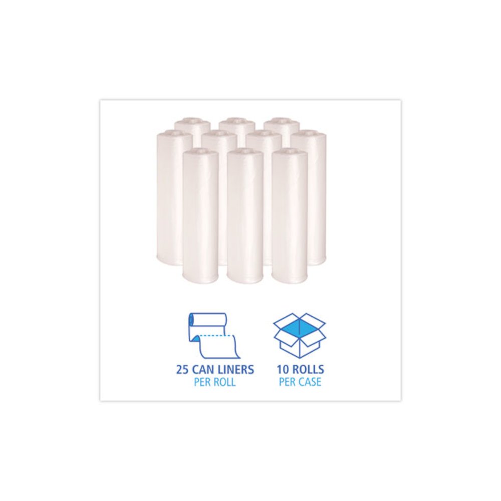 High-Density Can Liners, 45 gal, 13 mic, 40" x 46", Natural, Perforated Roll, 25 Bags/Roll, 10 Rolls/Carton. Picture 3