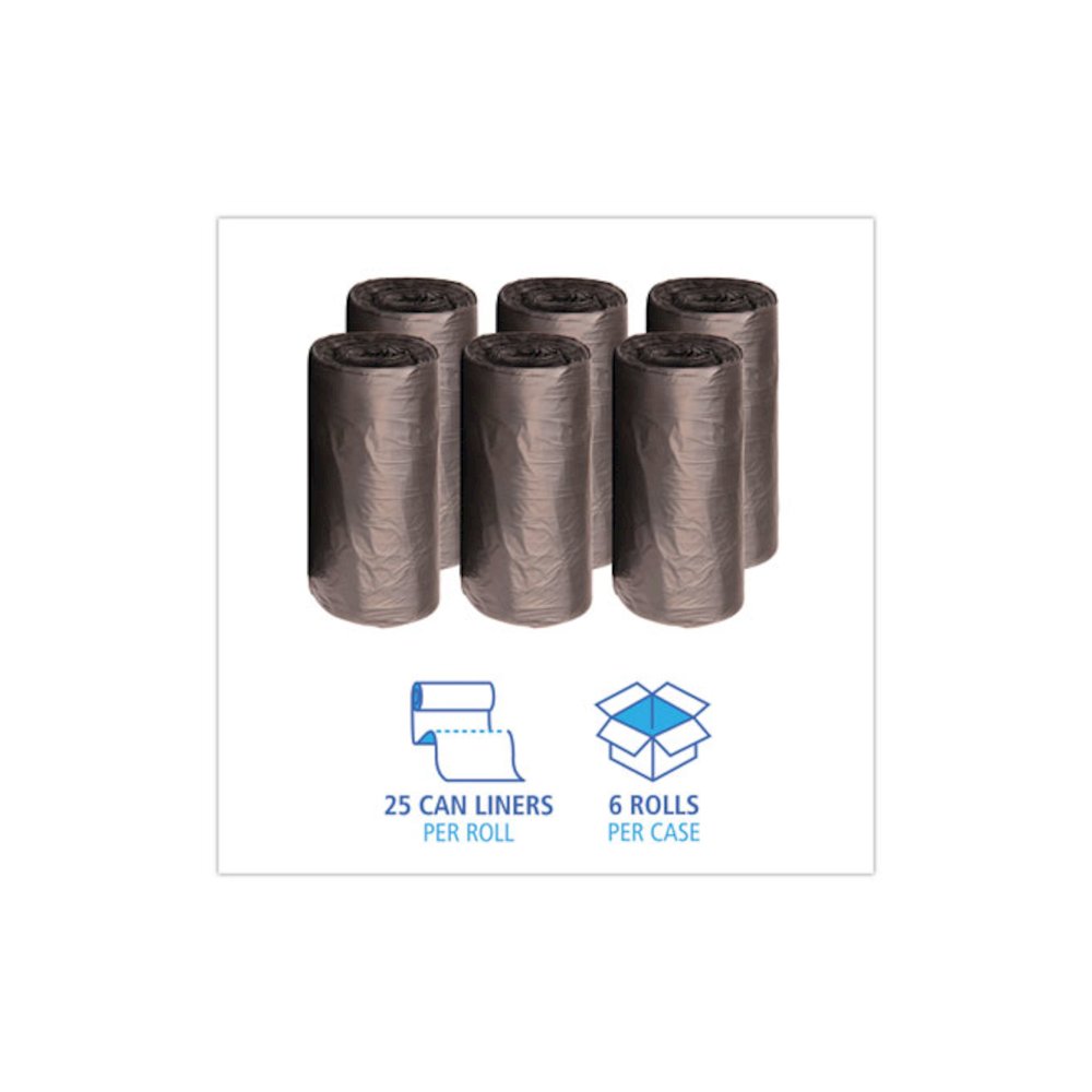 High-Density Can Liners, 45 gal, 19 mic, 40" x 46", Black, Perforated Roll, 25 Bags/Roll, 6 Rolls/Carton. Picture 3