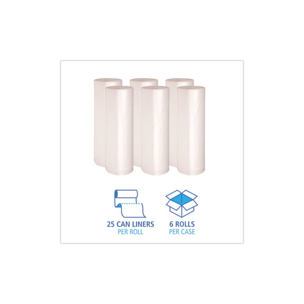 High-Density Can Liners, 56 gal, 19 mic, 43" x 47", Natural, Perforated Roll, 25 Bags/Roll, 6 Rolls/Carton. Picture 3
