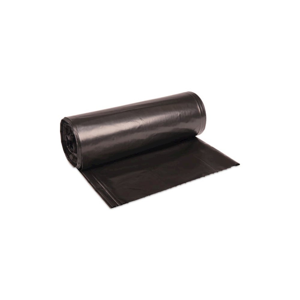 High-Density Can Liners, 56 gal, 19 mic, 43" x 47", Black, Perforated Roll, 25 Bags/Roll, 6 Rolls/Carton. Picture 1