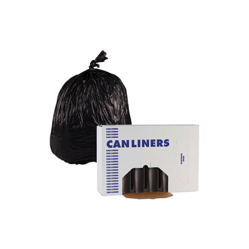 High-Density Can Liners, 56 gal, 19 mic, 43" x 47", Black, Perforated Roll, 25 Bags/Roll, 6 Rolls/Carton. Picture 6
