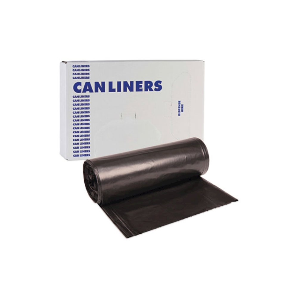 High-Density Can Liners, 56 gal, 19 mic, 43" x 47", Black, Perforated Roll, 25 Bags/Roll, 6 Rolls/Carton. Picture 7