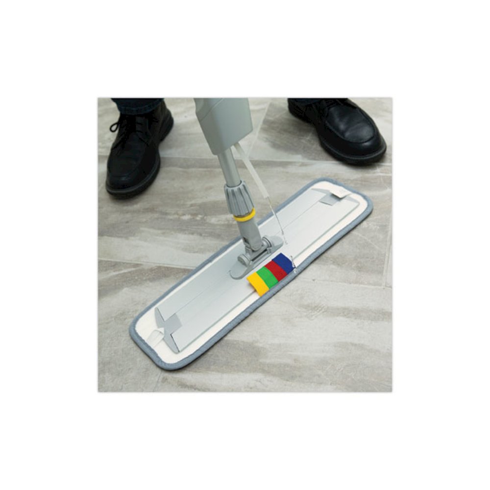 Bucketless Microfiber Mop System, 5 x 18 Blue Microfiber Head, 59" Gray Aluminum/Polypropylene Handle. Picture 5