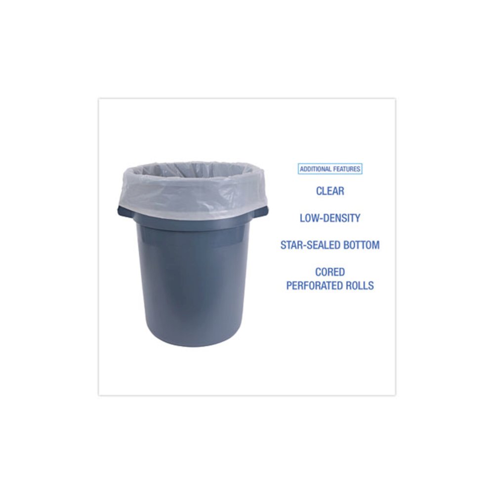Industrial Can Liner Rolls, 60 gal, 1.8 mil, 21" x 17" x 63", Clear, 75/Carton. Picture 4
