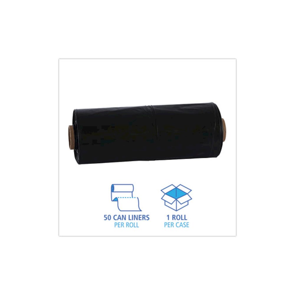 Industrial Can Liner Rolls, 60 gal, 2.7 mil, 21" x 17" x 63", Black, 50/Carton. Picture 3