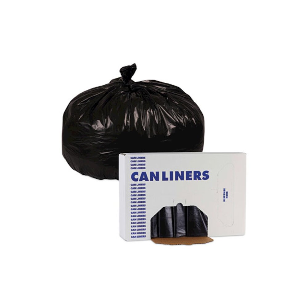 Linear Low Density Industrial Can Liners, 60 gal, 1.7 mil, 38" x 58", Black, Flat Pack, 100/Carton. Picture 6