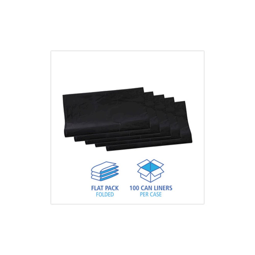 Linear Low Density Industrial Can Liners, 56 gal, 1.7 mil, 43" x 47", Black, Flat Pack, 100/Carton. Picture 3