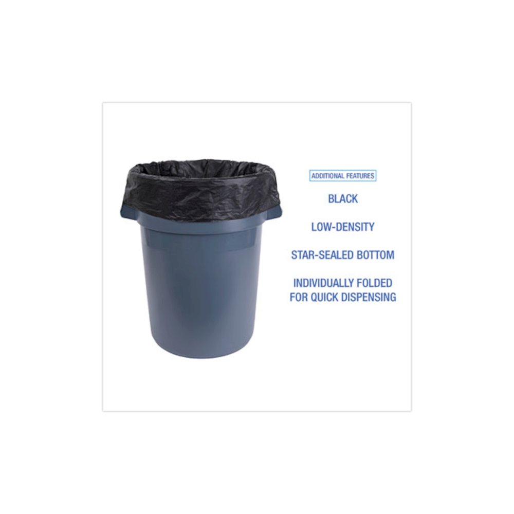 Linear Low Density Industrial Can Liners, 56 gal, 1.7 mil, 43" x 47", Black, Flat Pack, 100/Carton. Picture 4