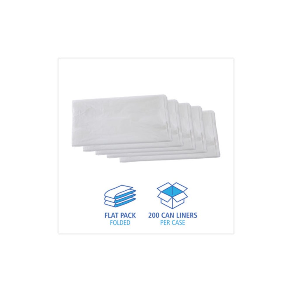 High Density Industrial Can Liners Flat Pack, 60 gal, 13 mic, 38" x 60", Natural, Flat Pack, 200/Carton. Picture 3