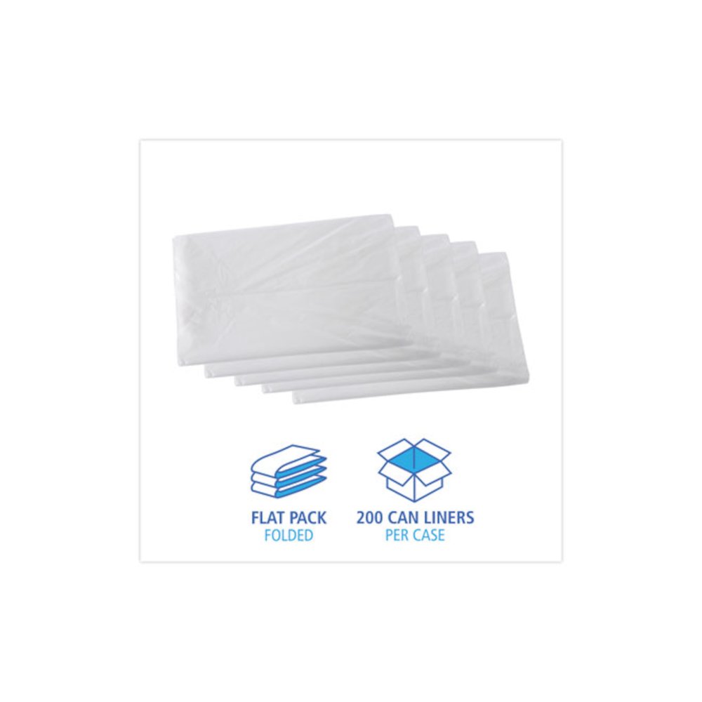 High Density Industrial Can Liners Flat Pack, 45 gal, 16 mic, 40" x 48", Natural, Flat Pack, 200/Carton. Picture 3