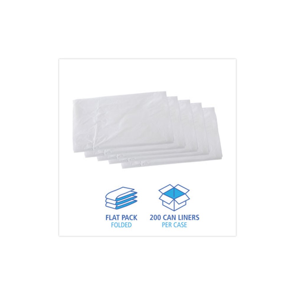 High Density Industrial Can Liners Flat Pack, 56 gal, 16 mic, 43" x 48", Natural, Flat Pack, 200/Carton. Picture 3