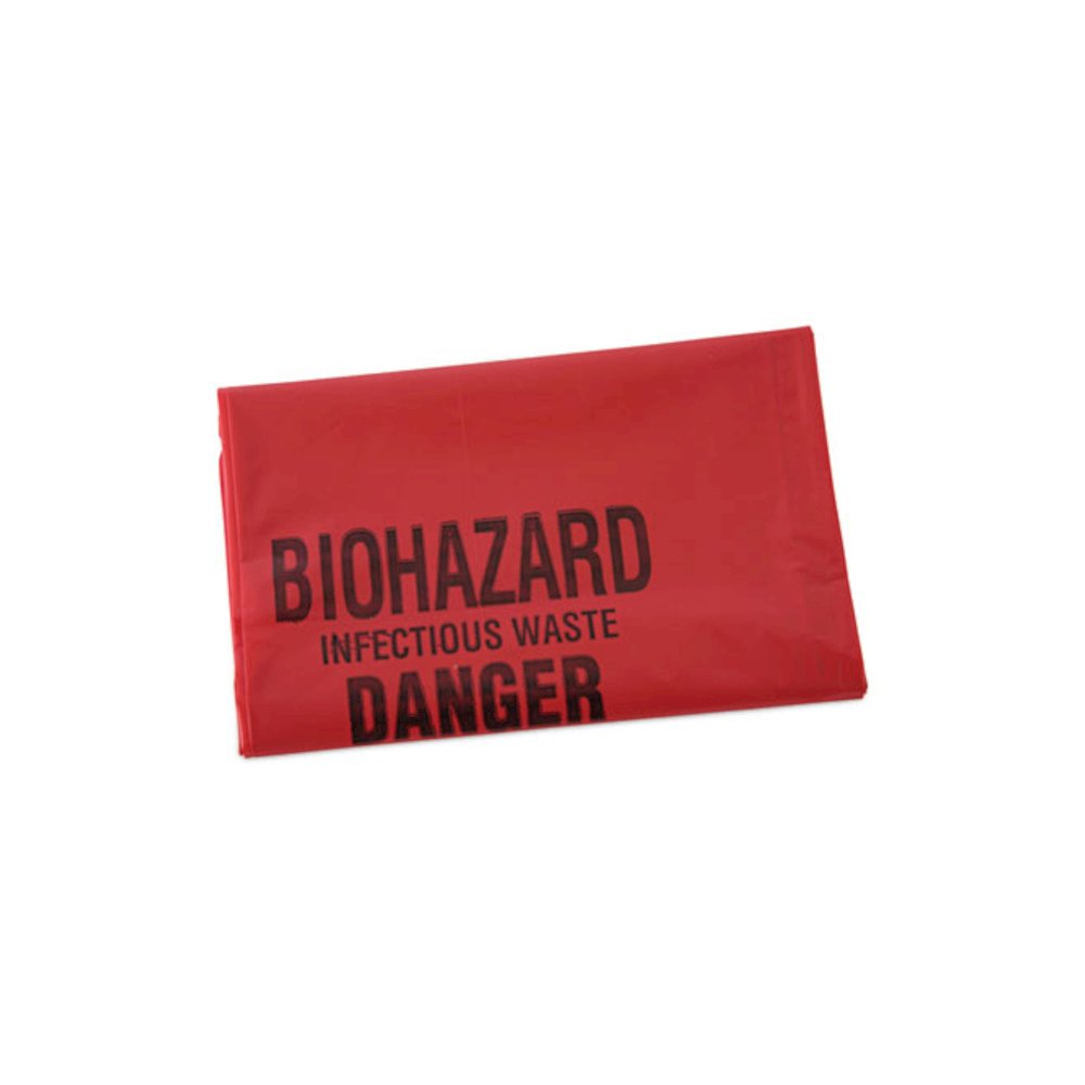 Linear Low Density Health Care Trash Can Liners, 16 gal, 1.3 mil, 24" x 32", Red, Flat Pack, 250/Carton. Picture 1