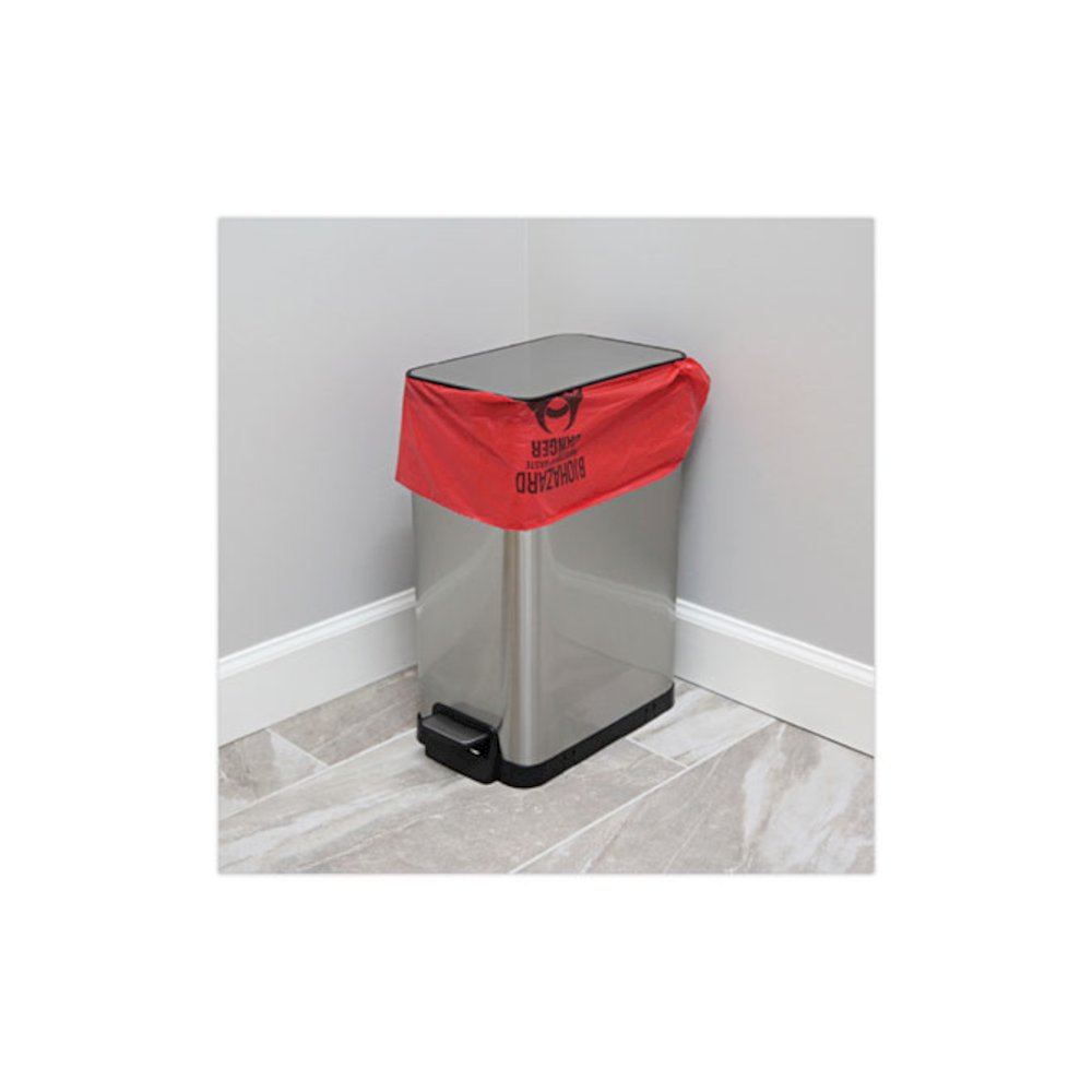 Linear Low Density Health Care Trash Can Liners, 16 gal, 1.3 mil, 24" x 32", Red, Flat Pack, 250/Carton. Picture 5