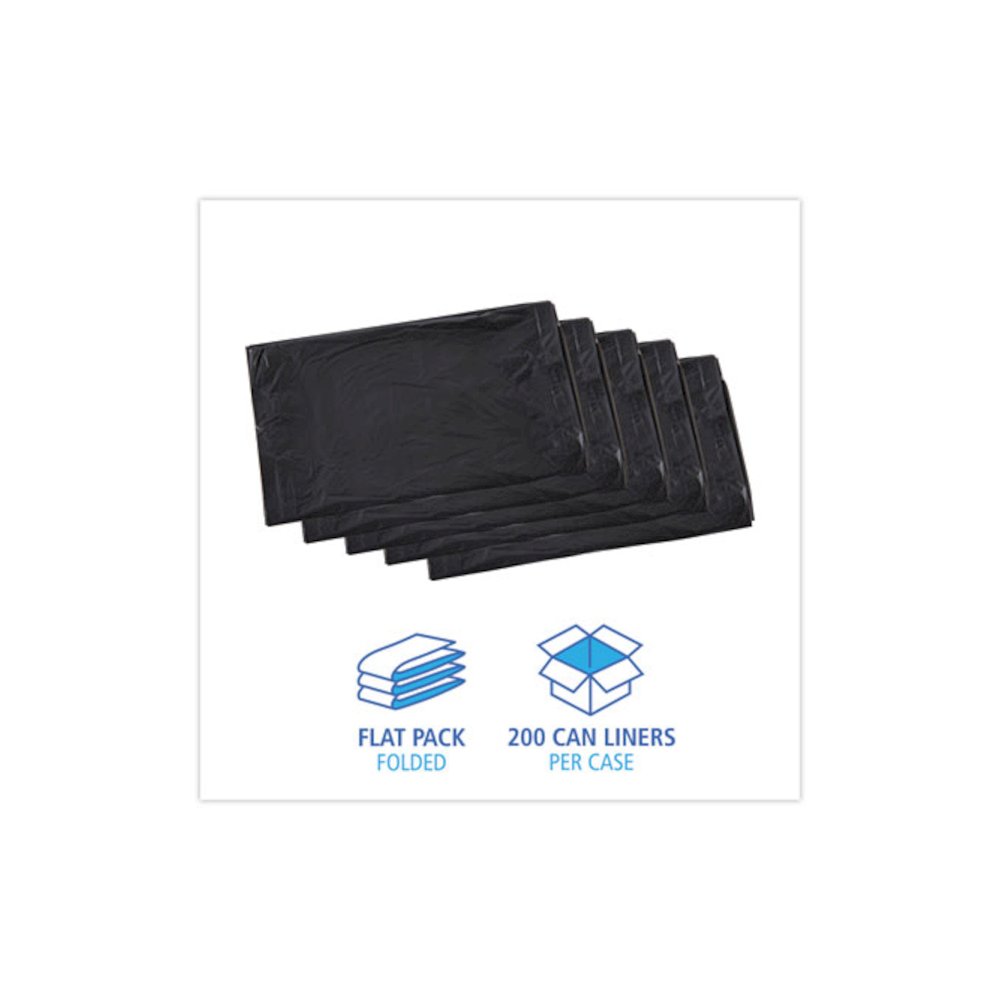 Linear Low Density Industrial Can Liners, 30 gal, 0.65 mil, 30" x 36", Black, Flat Pack, 200/Carton. Picture 4