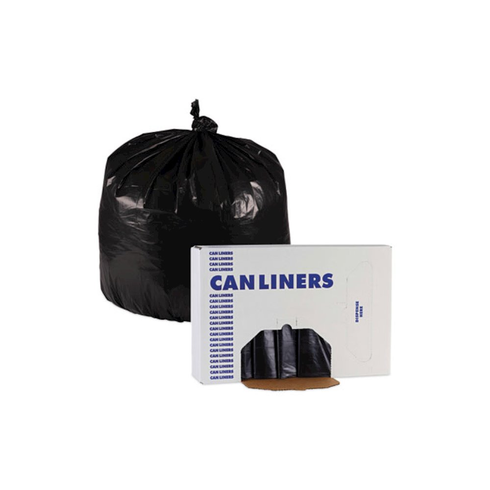 Linear Low Density Industrial Can Liners, 30 gal, 0.65 mil, 30" x 36", Black, Flat Pack, 200/Carton. Picture 6