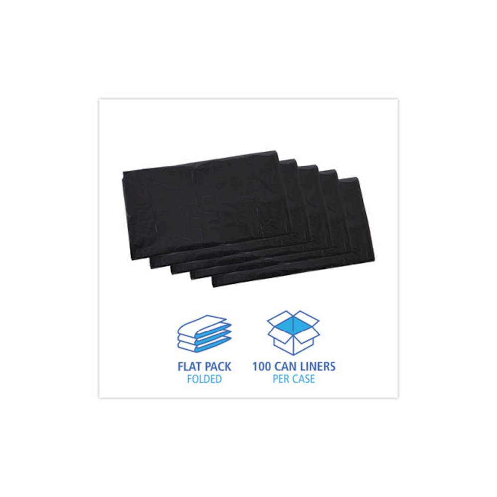 Linear Low Density Industrial Can Liners, 45 gal, 0.7 mil, 40" x 46", Black, Flat Pack, 100/Carton. Picture 3