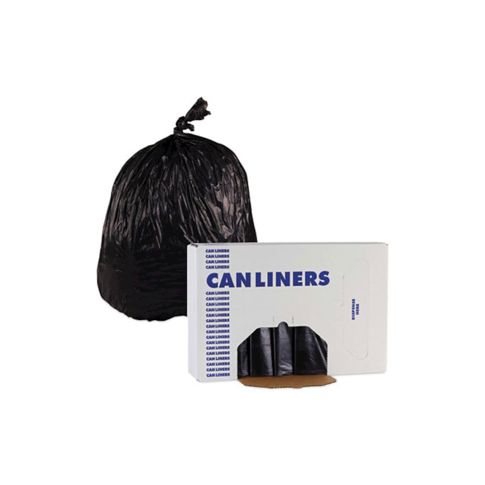 Linear Low Density Industrial Can Liners, 45 gal, 0.7 mil, 40" x 46", Black, Flat Pack, 100/Carton. Picture 6