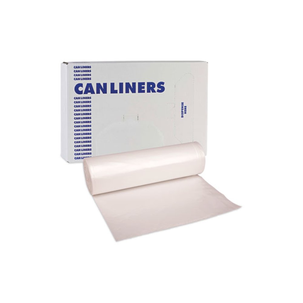 High Density Industrial Can Liners Coreless Rolls, 45 gal, 13 mic, 40" x 48", Natural, Perforated, 25 Bags/Roll, 10 Rolls/CT. Picture 7