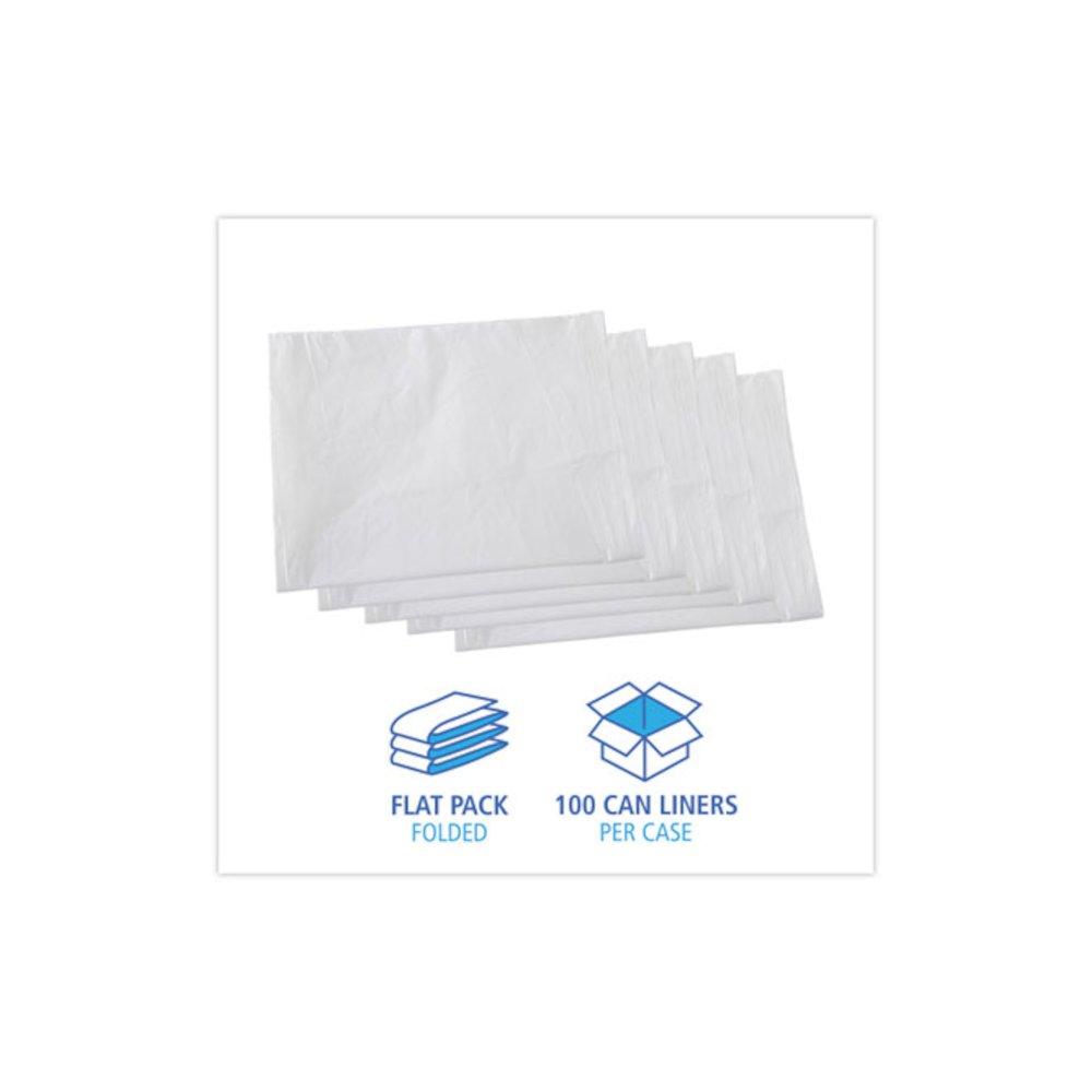 Linear Low Density Industrial Can Liners, 60 gal, 0.7 mil, 38" x 58", White, Flat Pack, 100/Carton. Picture 3