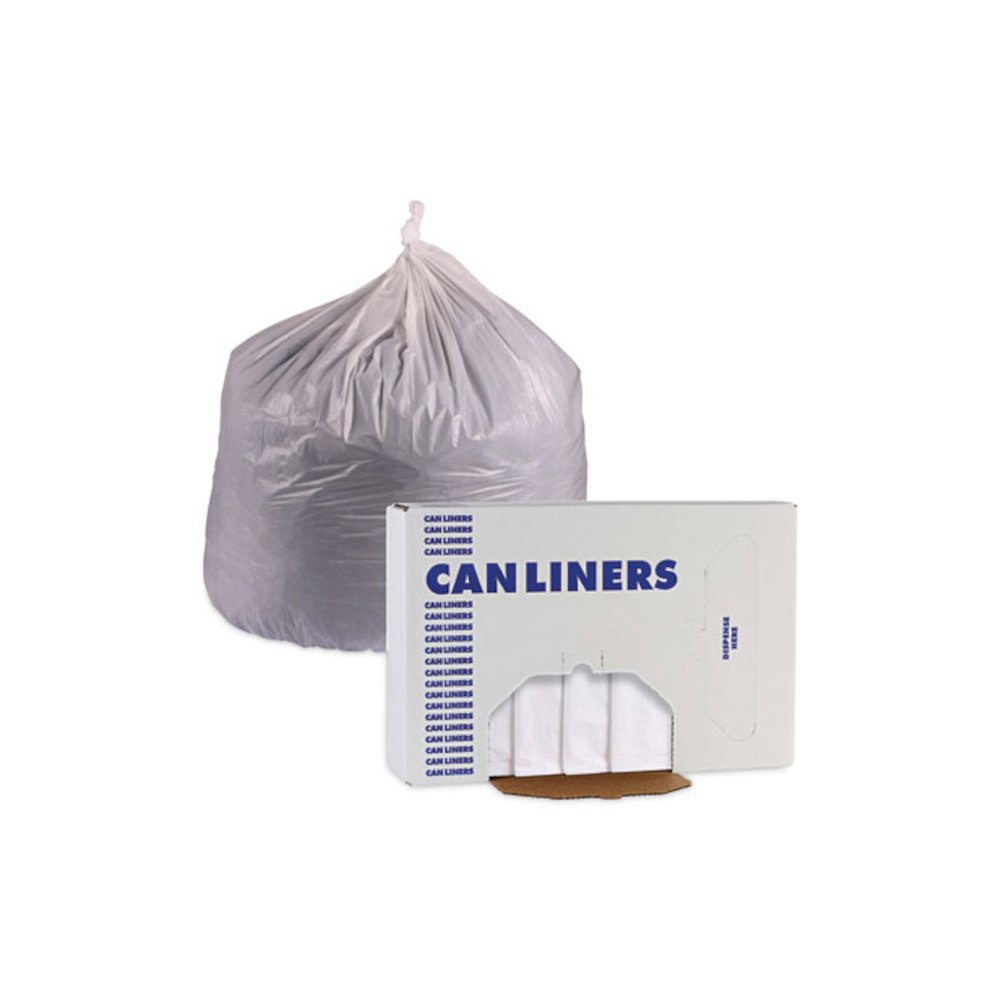 Linear Low Density Industrial Can Liners, 60 gal, 0.7 mil, 38" x 58", White, Flat Pack, 100/Carton. Picture 6