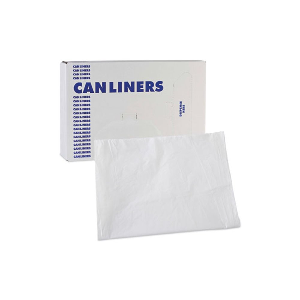 Linear Low Density Industrial Can Liners, 60 gal, 0.7 mil, 38" x 58", White, Flat Pack, 100/Carton. Picture 7