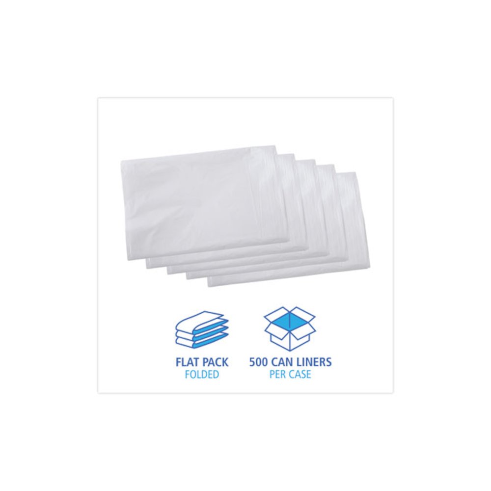 Linear Low Density Industrial Can Liners, 16 gal, 0.5 mil, 24" x 32", White, Flat Pack, 500/Carton. Picture 3