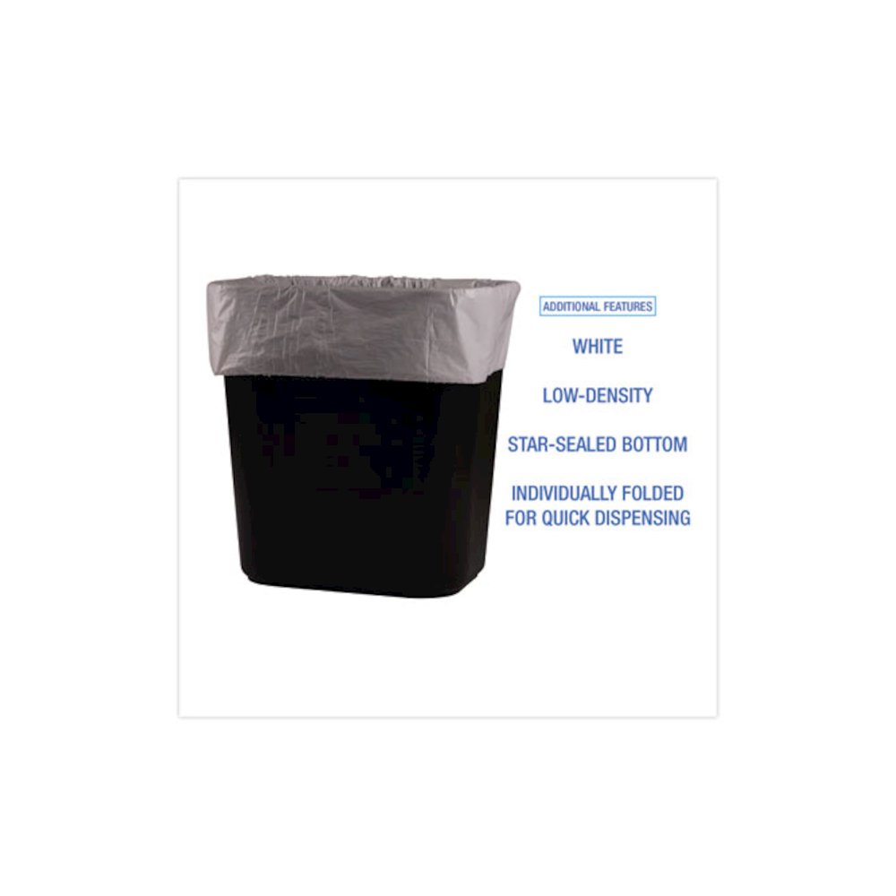 Linear Low Density Industrial Can Liners, 16 gal, 0.5 mil, 24" x 32", White, Flat Pack, 500/Carton. Picture 4
