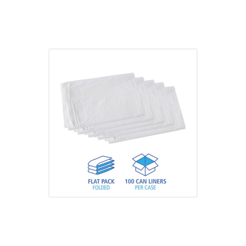 Linear Low Density Industrial Can Liners, 30 gal, 0.9 mil, 30" x 36", White, Flat Pack, 100/Carton. Picture 3