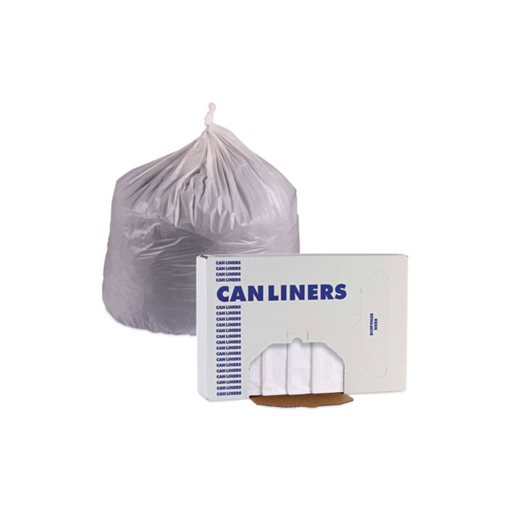 Linear Low Density Industrial Can Liners, 30 gal, 0.9 mil, 30" x 36", White, Flat Pack, 100/Carton. Picture 6