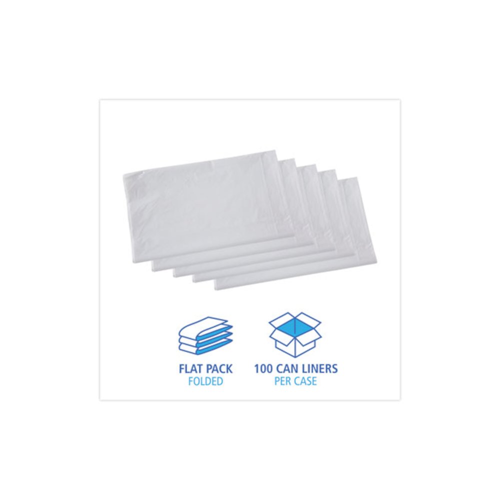 Linear Low Density Industrial Can Liners, 33 gal, 0.9 mil, 33" x 39", White, Flat Pack, 100/Carton. Picture 3