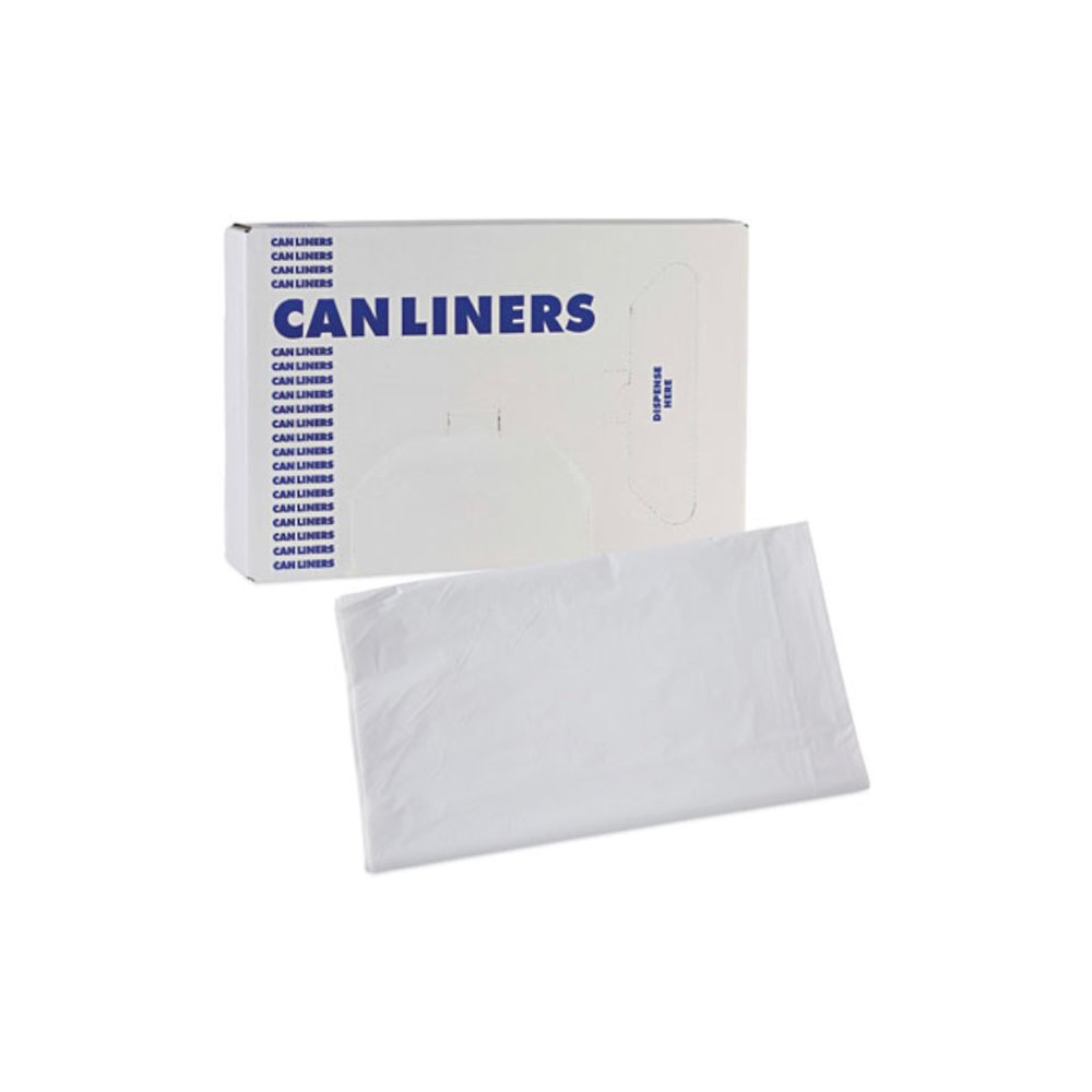 Linear Low Density Industrial Can Liners, 33 gal, 0.9 mil, 33" x 39", White, Flat Pack, 100/Carton. Picture 7