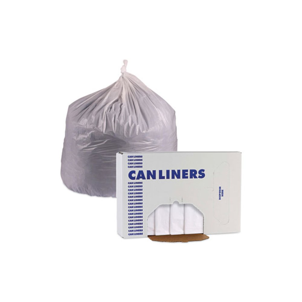 Linear Low Density Industrial Can Liners, 60 gal, 0.9 mil, 38" x 58", White, Flat Pack, 100/Carton. Picture 6