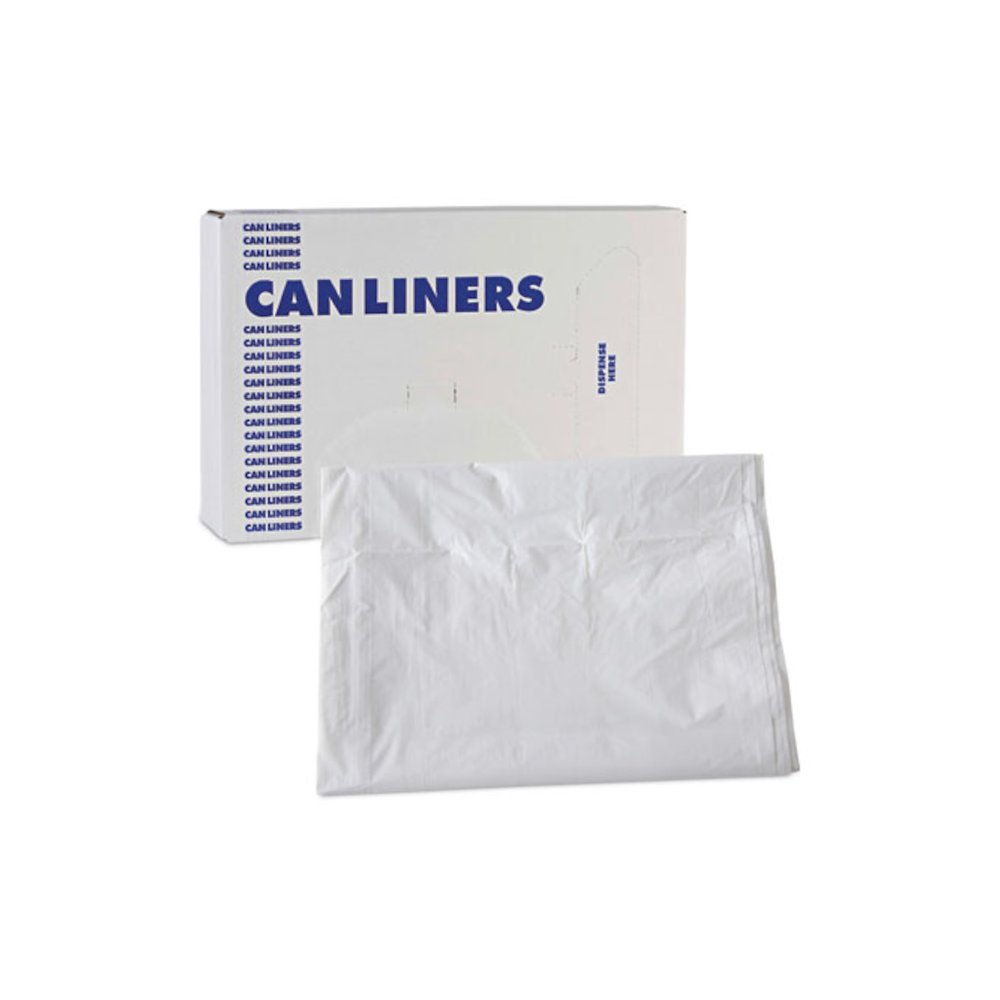 Linear Low Density Industrial Can Liners, 60 gal, 0.9 mil, 38" x 58", White, Flat Pack, 100/Carton. Picture 7