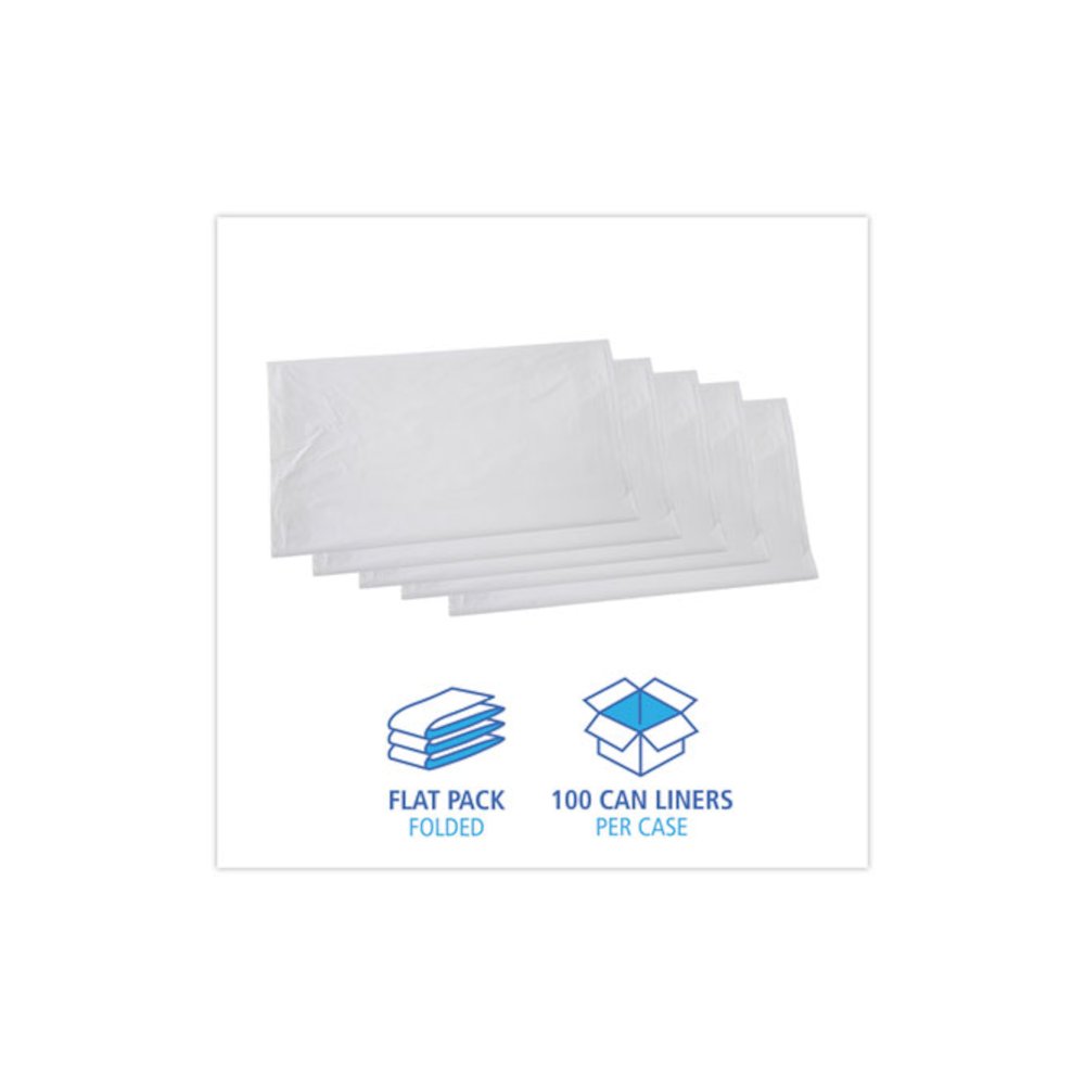 Linear Low Density Industrial Can Liners, 45 gal, 0.9 mil, 40" x 46", White, Flat Pack, 100/Carton. Picture 3