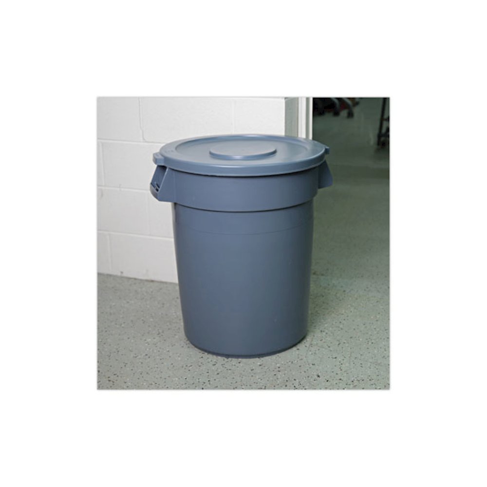 Lids for 32 gal Waste Receptacle, Flat-Top, Round, Plastic, Gray. Picture 5